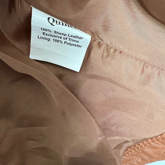Quince 100% sheep leather brown cropped zip front jacket XS - Picture 8 of 8